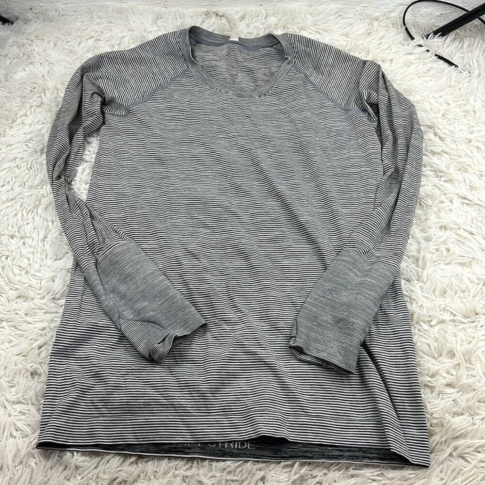Lululemon Swiftly Tech Long Sleeve Hyper Stripe Black White
